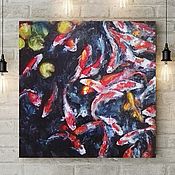 Картины и панно handmade. Livemaster - original item Koi carp, fish painting, 60h60 cm, underwater world.. Handmade.