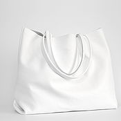 Сумки и аксессуары handmade. Livemaster - original item Tote Bag White Leather Shopper Bag Leather Suede Shoulder Bag. Handmade.