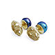 Double-sided earrings 'Golden tide' with blue pearls, Earrings, Moscow,  Фото №1