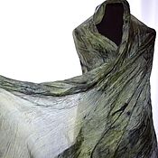 Аксессуары handmade. Livemaster - original item Scarf stole silk Grey Green Long Wide Thin Hijab. Handmade.