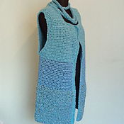 Одежда handmade. Livemaster - original item Knitted blue vest. Handmade.