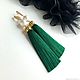 Order La Pearl green emerald gold plated brush earrings. GolDFenix. Livemaster. . Tassel earrings Фото №3