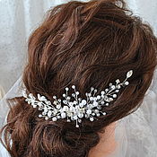 Свадебный гребень для волос с цветами, Свадебное украшение на голову