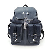 Сумки и аксессуары handmade. Livemaster - original item Backpack leather blue Druid Mod R35-661. Handmade.