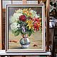 Oil painting Colorful bouquet. 50h40 cm. In the frame. Pictures. Tatiana Chepkasova. My Livemaster. Фото №6