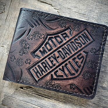 Сумки ручной работы. Ярмарка Мастеров - ручная работа Harley Davidson портмоне мужское натуральная кожа. Handmade.