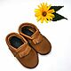 Brown baby moccasins, Baby slippers with fringe 100% leather, Footwear for childrens, Kharkiv,  Фото №1