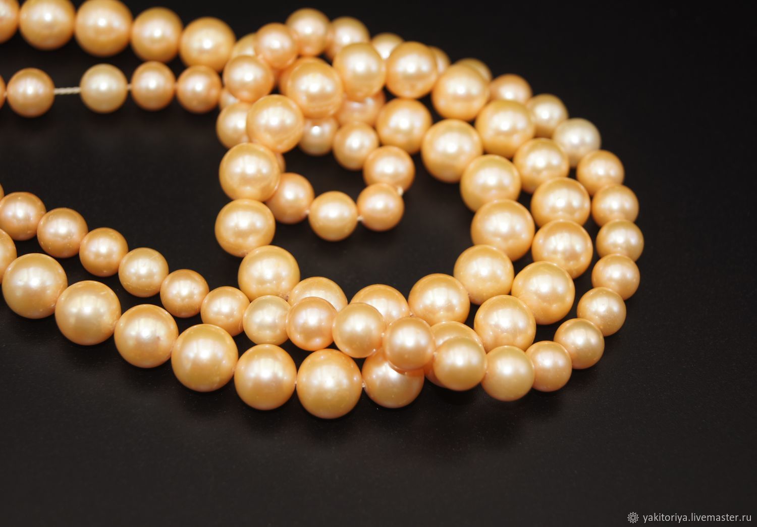 Natural Yellow-gold Pearl Beads Class AAA 11 mm, Beads1, Moscow,  Фото №1