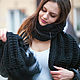 Black scarf with tassels. Scarves. SweetMarket. My Livemaster. Фото №4