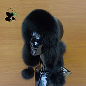 Аксессуары handmade. Livemaster - original item Caps: Youth fur hat of black Fox and leather.. Handmade.
