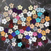 10 фиолетовых вязанных ромашек, аппликации цветы