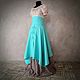 Order Swing linen skirt in Tiffany color. pugovkino delo (Pugovkino-delo). Livemaster. . Skirts Фото №3