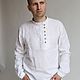 Льняная белая мужская рубашка, Народные рубахи, Чернигов,  Фото №1