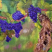 Картины и панно handmade. Livemaster - original item Painting landscape Blue Grape Bush. Handmade.