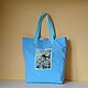 Beach Bag Blue Shopper Bag with Fairies Tote with Applique, Beach bag, Mytishchi,  Фото №1
