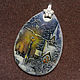Christmas story-pendant with author's painting on a stone. Pendant. lacquer miniature. My Livemaster. Фото №6