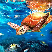 Картины и панно handmade. Livemaster - original item Pictures: Sea turtle. Original. Pastel.. Handmade.