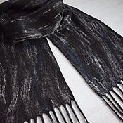 Аксессуары handmade. Livemaster - original item Men`s scarf with tassels.Long Wool Felt Scarf Dark Winds. Handmade.