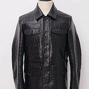 Мужская одежда handmade. Livemaster - original item Men`s crocodile leather jacket, black color, LUX class.. Handmade.