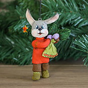 Сувениры и подарки handmade. Livemaster - original item Cotton Christmas tree collectible toy. Bunny from a postcard In. Zarubina. Handmade.