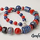 Beads short blue and red coral, Necklace, Moscow,  Фото №1