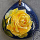 Pendant ' Yellow rose on lapis lazuli', Pendants, Moscow,  Фото №1