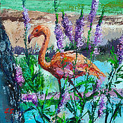 Картины и панно handmade. Livemaster - original item Flamingo bird oil painting on canvas. Handmade.