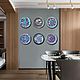 'Azure dream with shades of gray ' large set on the wall. Decorative plates. Art by Tanya Shest. My Livemaster. Фото №5
