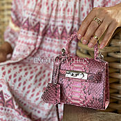 Сумки и аксессуары handmade. Livemaster - original item Pink Mini Handbag made of python skin Kelly. Handmade.