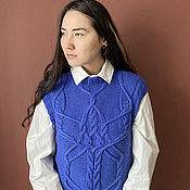 Одежда handmade. Livemaster - original item Blue Women`s Knitted Vest, Designer Cotton Tank Top. Handmade.