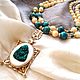 Necklace 'Golden bamboo' (azurite, malachite, calcite, vintage), Necklace, Moscow,  Фото №1