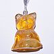 Cat pendant made of amber, Pendant, Belokuriha,  Фото №1