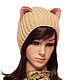 Order Hat with ears Cat ladies knitted elastic band. Realistic ears. Space Cat Knitting. Livemaster. . Caps Фото №3