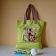 Beach Bag Light Green Fabric Bag Green bag with applique. Beach bag. mechty-o-lete. My Livemaster. Фото №6