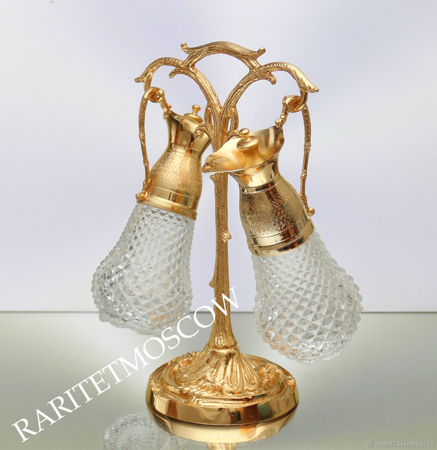 Винтаж: Графин кувшин специи бронза латунь золото хрусталь Италия 10 ...
