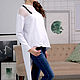 Women's T-shirt Long, White Asymmetrical T-shirt with Mesh, T-shirts, Novosibirsk,  Фото №1
