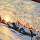 Зимний пейзаж. Зимний закат. Теплая картина. Картины. Belozerova-kseniya. Интернет-магазин Ярмарка Мастеров.  Фото №2