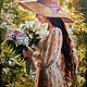 Oil painting on canvas Girl with flowers in the garden. Lilacs for mom, Pictures, Novosibirsk,  Фото №1
