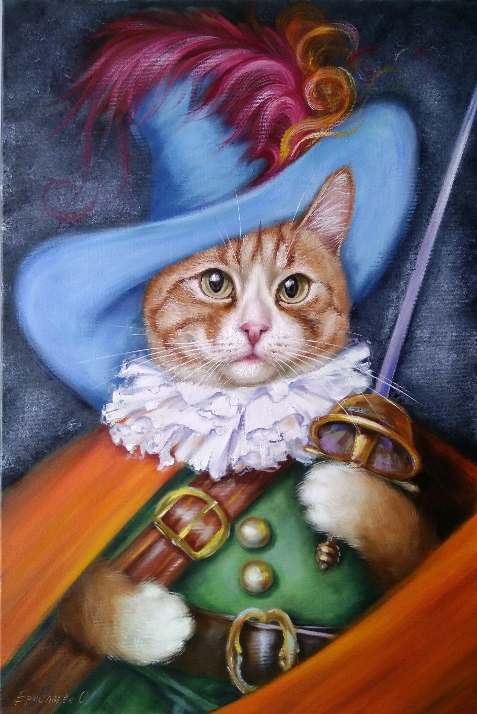 Картина портрет кота в шляпе