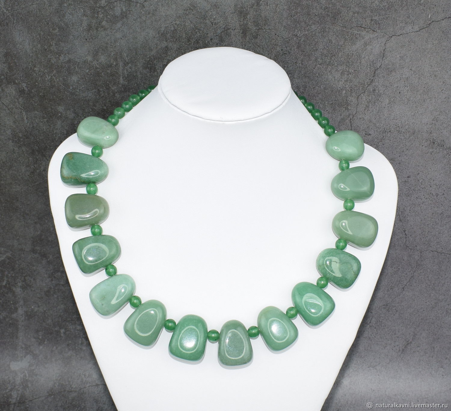 The author's work. Natural green aventurine necklace, Necklace, Moscow,  Фото №1
