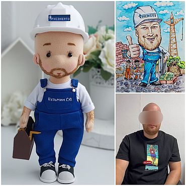 Куклы и игрушки ручной работы. Ярмарка Мастеров - ручная работа Портретная кукла Кукла по фотографии День строителя. Handmade.