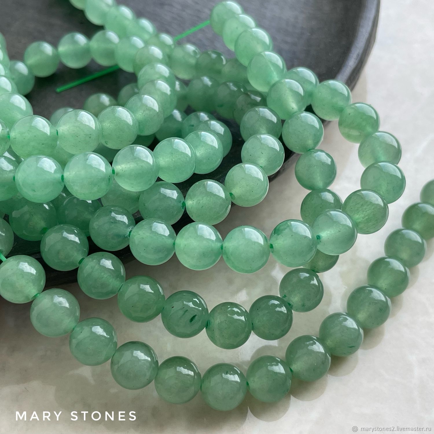 Авантюрин зеленый бусины 8-10 мм купить в интернет-магазине Ярмарка ...