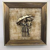 Картины и панно handmade. Livemaster - original item Panel - children under an umbrella. Handmade.