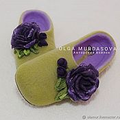 Обувь ручной работы handmade. Livemaster - original item Felted women`s slippers with flowers.. Handmade.