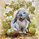 Картина маслом «Кролик в яблоках», Картины, Рязань,  Фото №1