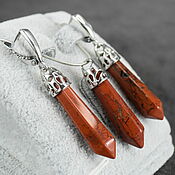 Украшения handmade. Livemaster - original item Jewelry set earrings and pendant made of natural red jasper. Handmade.