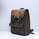 Кожаный рюкзак с клапаном из дерева "CARA Man". Рюкзаки. COOB&Nautilus-аксессуары из дерева. Ярмарка Мастеров.  Фото №5