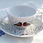 Посуда handmade. Livemaster - original item Tea pairs: bullfinches. Handmade.