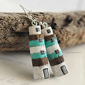 Подарки к праздникам handmade. Livemaster - original item Wooden Lighthouse Earrings (Driftwood). Handmade.