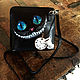 Маленькая кожаная сумочка с росписью "Чеширская улыбка", Classic Bag, Trakai,  Фото №1